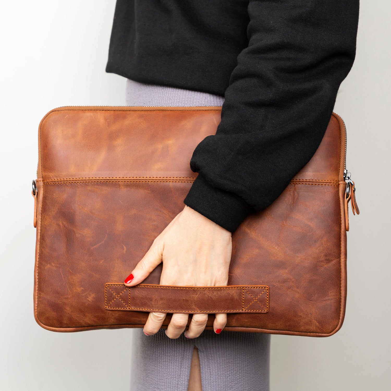 AWE Genuine Leather Sleeves Brown